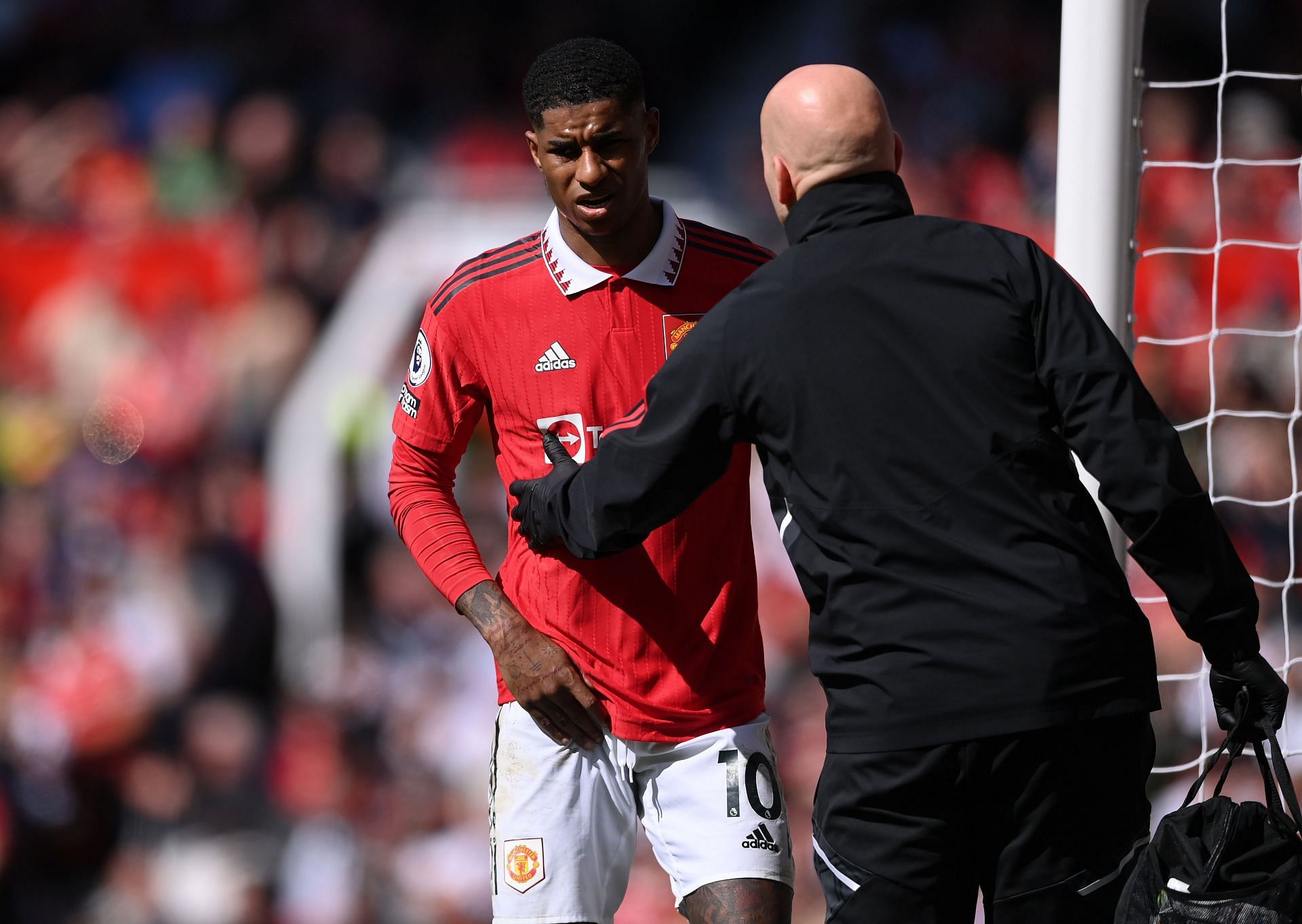 Marcus Rashford (left) is dealing with a muscular injury.